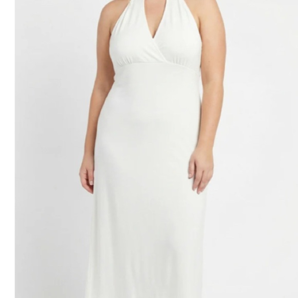Women's White Halter Dress Plus Size in 1x, 2x and 3x